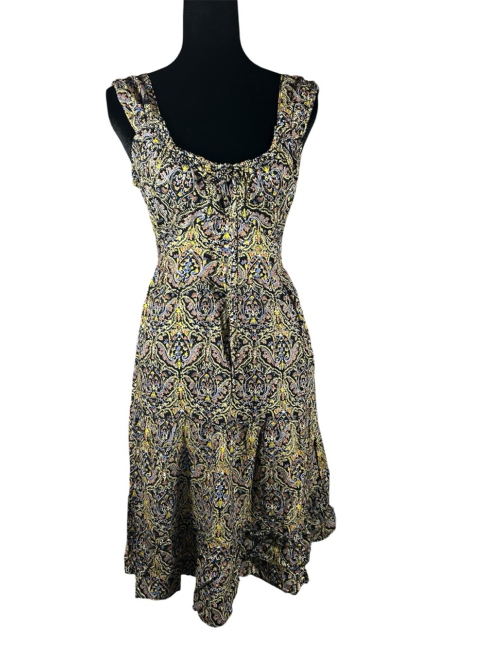 Angie Boho Paisley Cutout Back Midi Dress Small